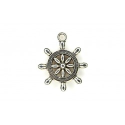 CHARM,WHEEL,19x23MM,RHODIUM PLATED,ALLOY BASE. SOLD PER PACK OF 8.