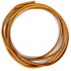 CORD, COWHIDE LEATHER, 4MM, NATURAL. SOLD PER PACK OF 2YD.