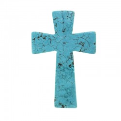 BEAD, TURQUOISE (DYED/STABILISED), 30X45MM, CROSS. SOLD INDIVIDUALLY.
