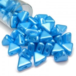 KHEOPS PAR PUCA, 6MM, 2-HOLE, PASTEL TURQUOISE. SOLD PER TUBE OF 9GM.