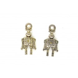 CHARM,ROBOT,9x19MM,ANTIQUE SILVER,PEWTER BASE. SOLD PER PACK OF 10.