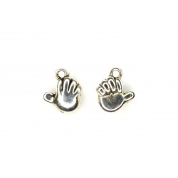 CHARM,HAND,11X13MM,ANTIQUE SILVER. SOLD PER PACK OF 25.