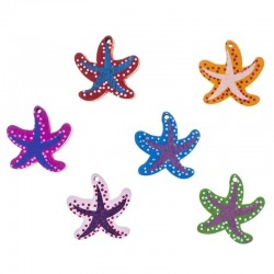 BEAD, WOOD, DYED, 19MM, STARFISH. SOLD PER PACK OF 15.