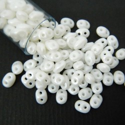 SUPERDUO, 2.5X5MM, PEARL SHINE WHITE. SOLD PER TUBE OF 10GM.