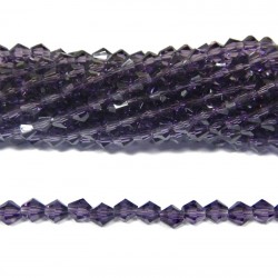 BEAD, GLASS CRYSTAL, 4MM, BICONE, FACETED, VIOLET. SOLD PER STRAND OF 17 INCH (APPROX 120PCS).