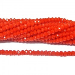 BEAD, GLASS CRYSTAL, 2MM, RONDELLE, FACETED, OPAQUE LIGHT SIAM . SOLD PER STRAND OF 17 INCH (APPROX 200PCS).
