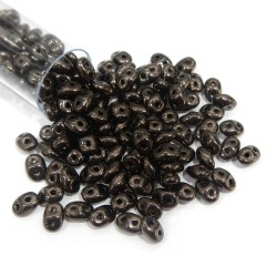 SUPERDUO, 2.5X5MM, JET COPPER. SOLD PER TUBE OF 10GM.