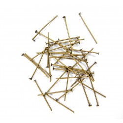 HEADPIN, 0.6MM THICKNESS, ANTIQUE BRASS COLOR, NICKEL FREE. SOLD PER PACK OF 20GM.