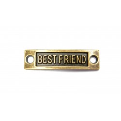 CONNECTOR, BEST FRIEND, 35X10MM, ANTIQUE BRASS. SOLD PER PACK OF 10.