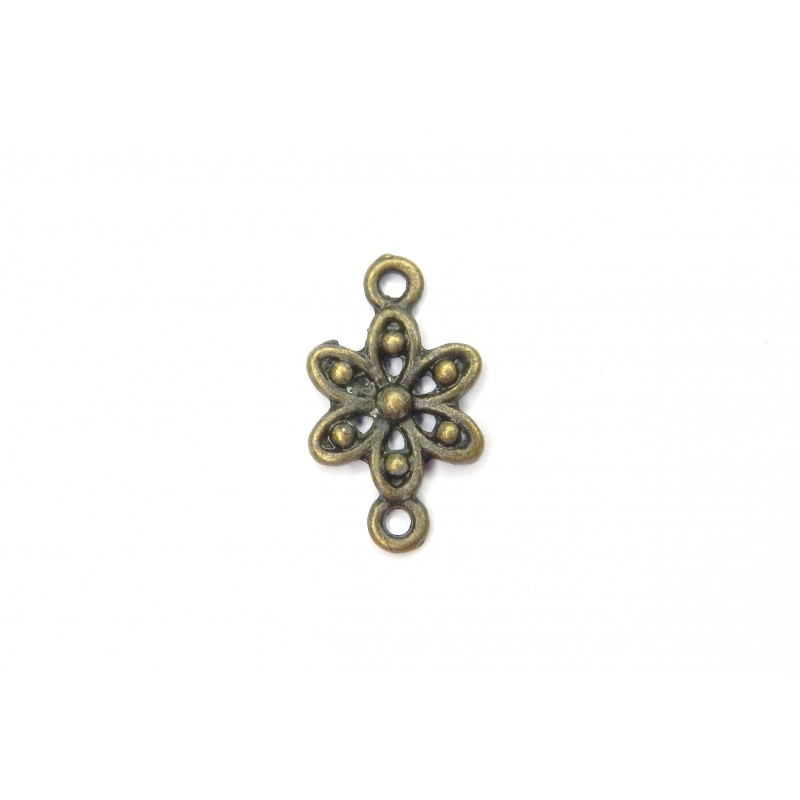 CONNECTOR, FLOWER, 11X18MM, ANTIQUE BRASS. SOLD PER PACK OF 10.