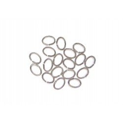 JUMP RING, OVAL, 0.8X5X7MM, RHODIUM PLATED BRASS, NICKEL FREE. SOLD PER PACK OF 25GM (340PCS).