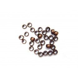 CRIMP BEAD, 2.5MM, COPPER PLATED BRASS, NICKEL FREE. SOLD PER PACK OF 10GM (APPROX 300PCS).