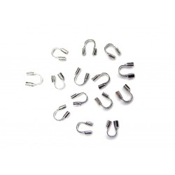 CORD GUARD, 4X5MM, RHODIUM PLATED BRASS, NICKEL FREE. SOLD PER PACK OF 50.
