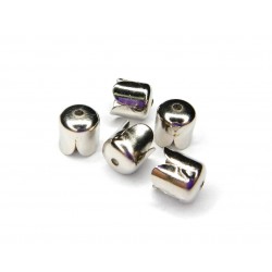 ENDCAP, 6X7MM, RHODIUM PLATED. SOLD PER PACK OF 50.