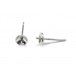 EARSTUD, 13MM LONG WITH 5MM CUP, RHODIUM PLATED BRASS, NICKEL FREE. SOLD PER PACK OF 50.